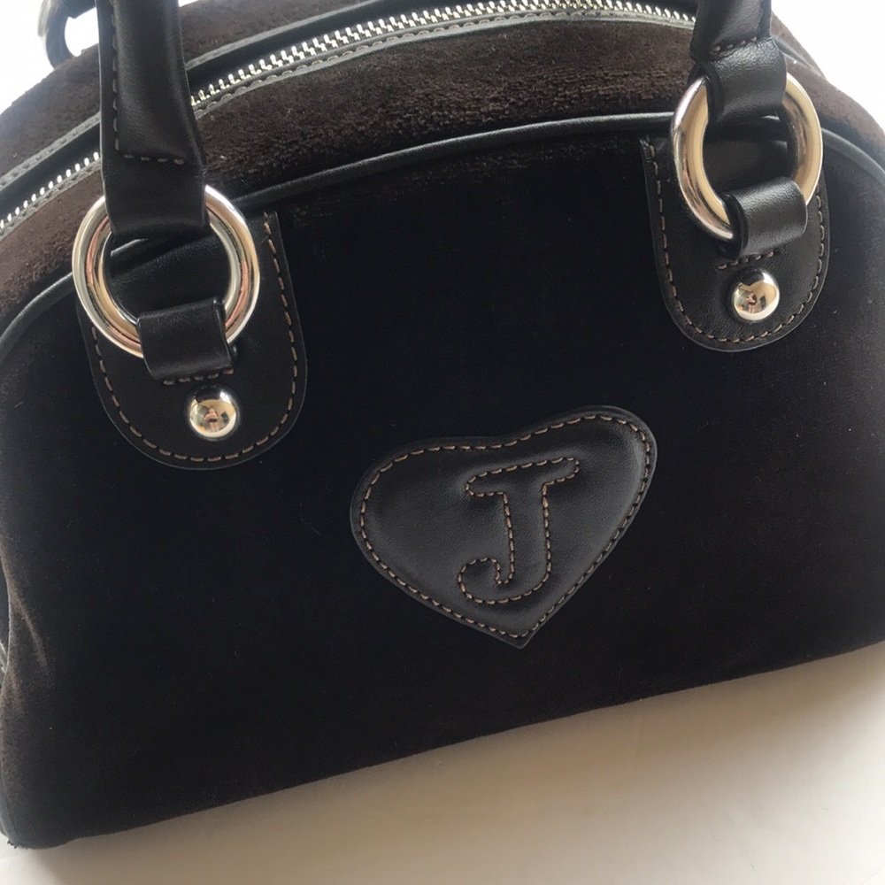 Rare Vintage Juicy Couture OG Bowler Bag Purse Velour Brown Charm Love P&G Y2k - Picture 6 of 17